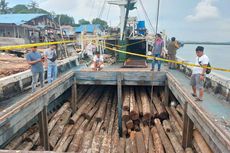 Kapal Angkut Ratusan Kayu Gelondongan Ilegal di Pelabuhan Rakyat Batam Disita