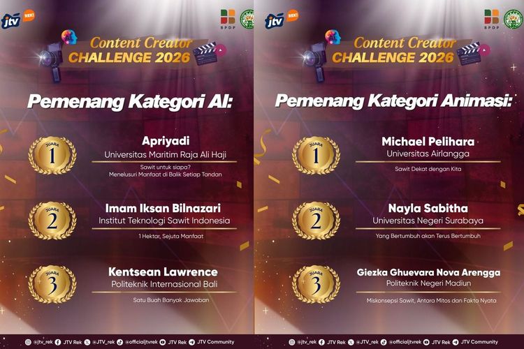 Edukasi Industri Sawit Lewat AI dan Animasi, BPDP Dukung Gelaran Content Creator Challenge 2026 yang Diselenggarakan oleh GAPKI