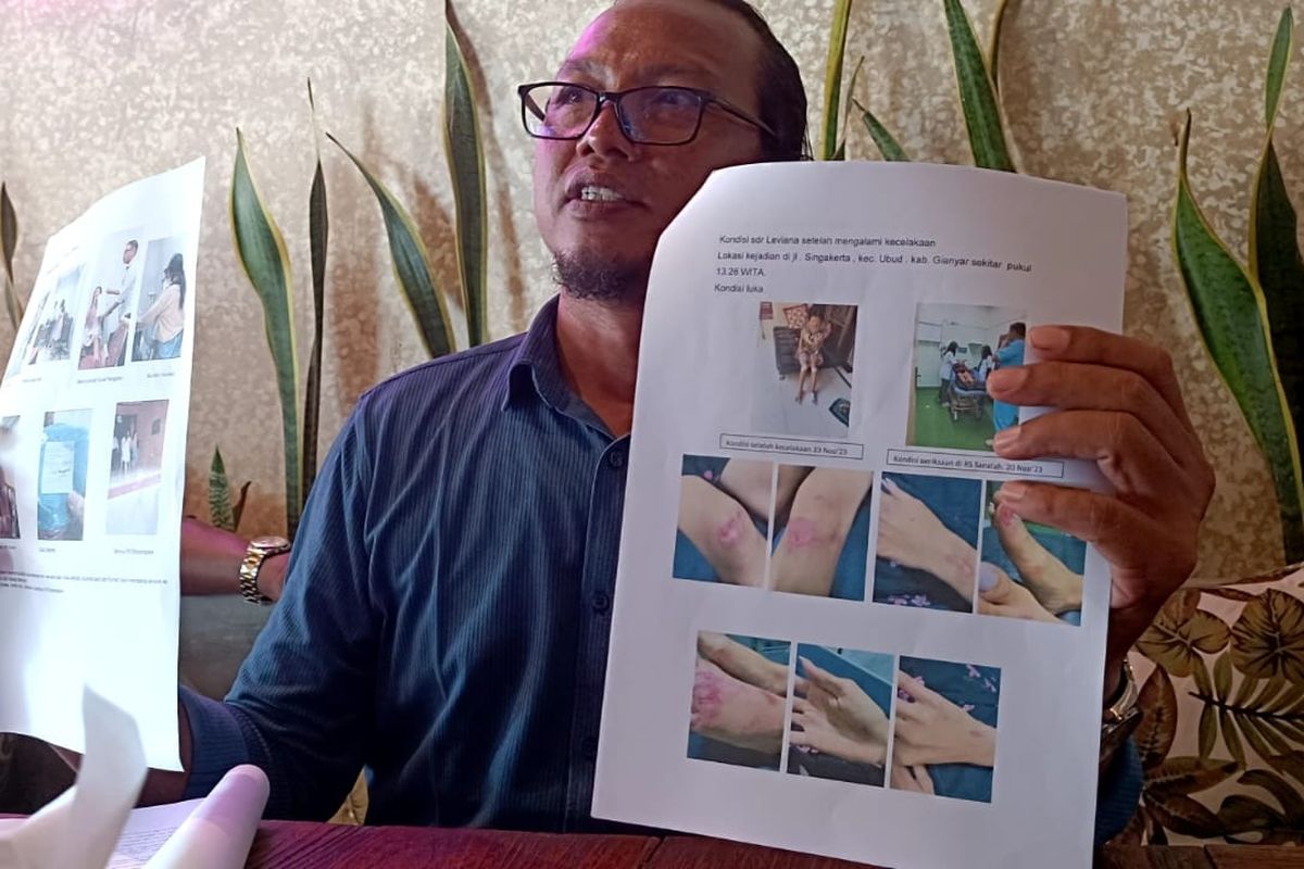 I Wayan Sudarma selaku penasehat hukum, LA (26), tersangka kasus penambangan galian C ilegal  di Kecamatan Seririt, Kabupaten Buleleng, saat mengelar konferensi pers pada Jumat (8/12/2023).