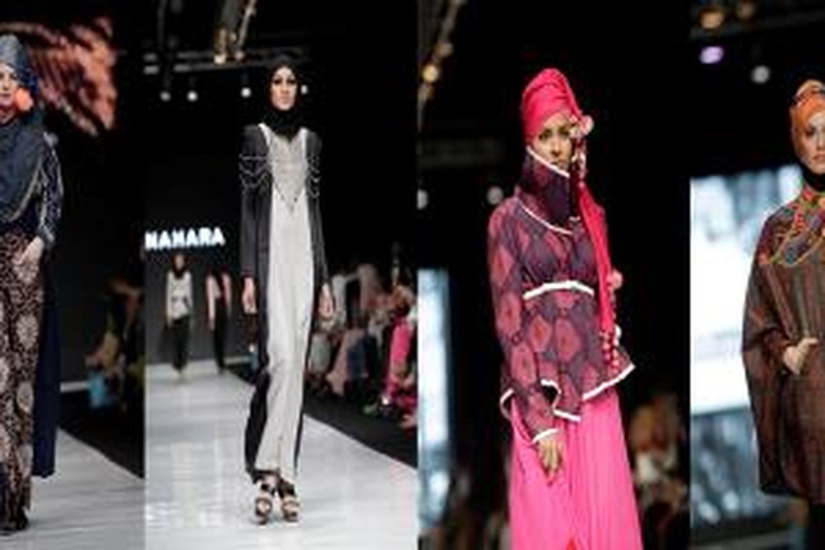 Busana muslim siap pakai rancangan Nur Zahra, Jenahara, dan Dian Pelangi di Jakarta Fashion Week 2014. 