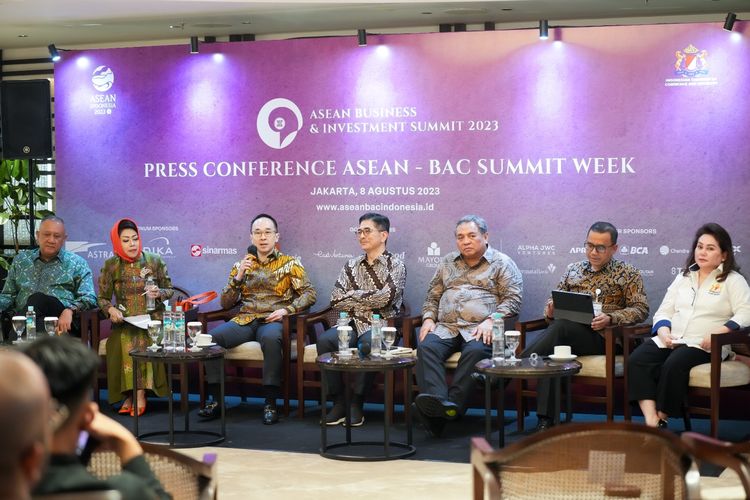 Konferensi pers gelaran ASEAN-BAC Summit Week, Selasa (8/8/2023). 