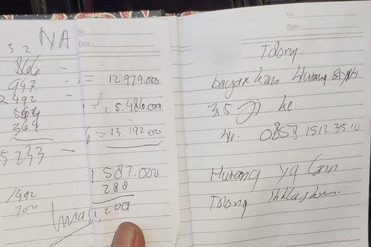 Seorang pria di Subang meninggalkan surat wasiat berisi permintaan pelunasan utang. Setelah itu dia nekat bunuh diri dengan menabrakkan diri ke kereta, Minggu (18/9/2022).