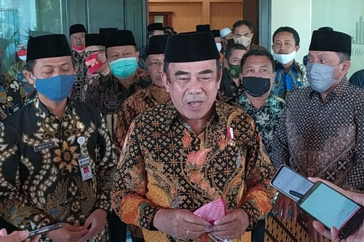 Indonesian Religious Affairs Minister Fachrul Razi at the site of the Mohammed Bin Zayed Grand Mosque ahead of the edifices construction in December 2020