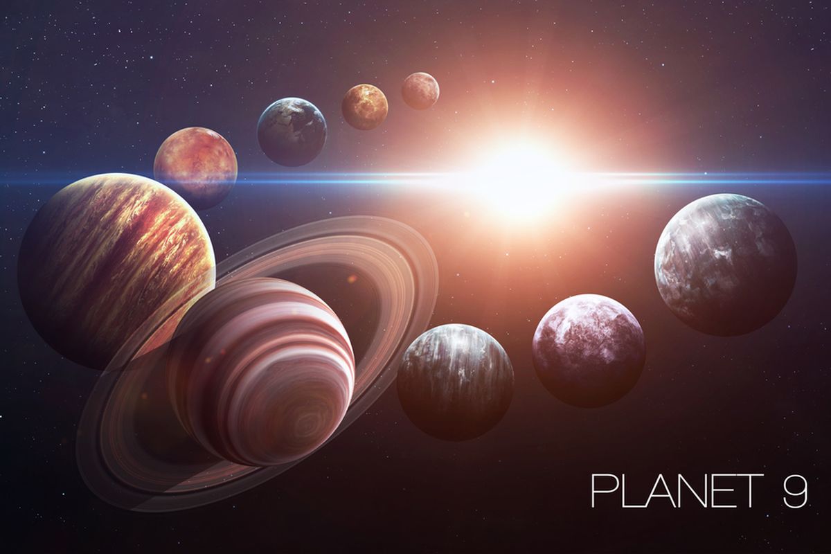 Ilustrasi sistem Tata Surya dengan sembilan planet. Planet 9 atau Planet X ditemukan astronom berdasarkan hipotesis matematika.