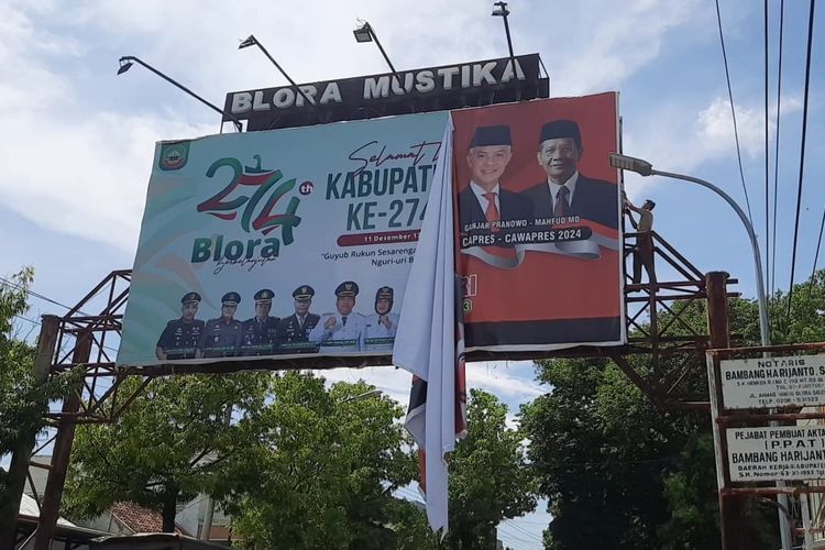 Foto Baliho Jumbo Ganjar Mahfud Dan Prabowo Gibran Di Blora Dicopot