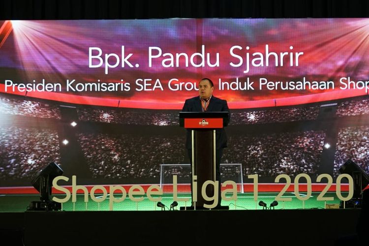 Presiden Komisaris SEA Group, Induk Perusahaan Shopee, Pandu P Sjahrir, saat acara Press Conference & Launching Shopee Liga 1 2020, Senin (24/2/2020). 