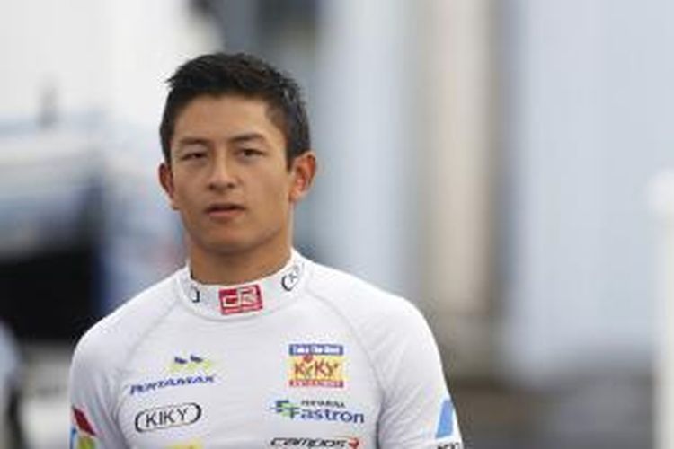 Pebalap Indonesia, Rio Haryanto, saat sedang berada di Sirkuit Monza pada hari pertama GP2 Italia, Jumat (4/9/2015).