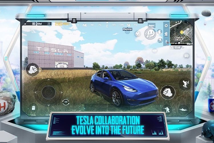 Ilustrasi pabrik Tesla Gigafactory di game PUBG Mobile.
