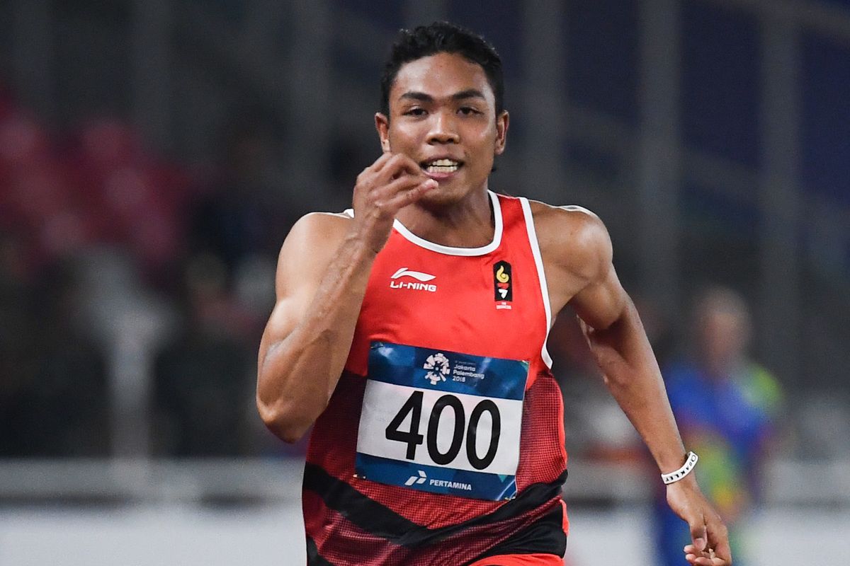 Salah satu penampilan sprinter Lalu Muhammad Zohri dalam Asian Games 2018. Gambar diambil pada 25 Agustus 2018. 