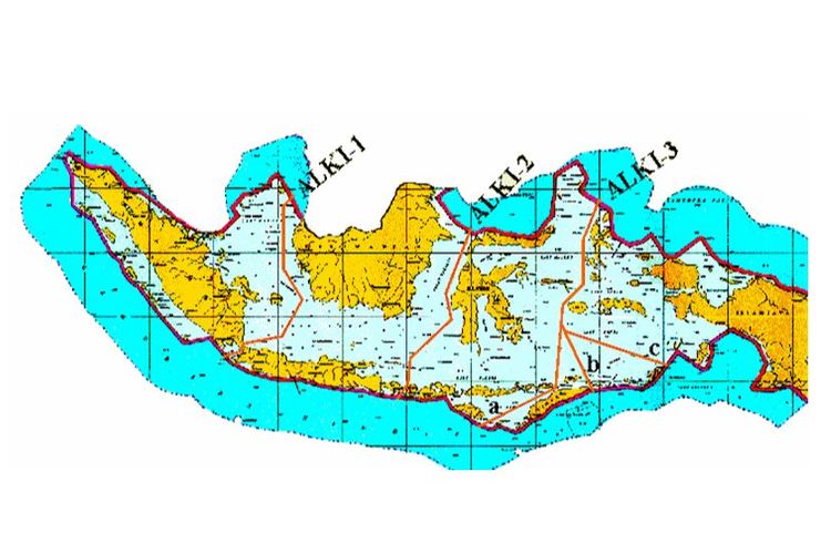 Batas wilayah perairan Indonesia sesuai Deklaras Djuanda pada 1957.