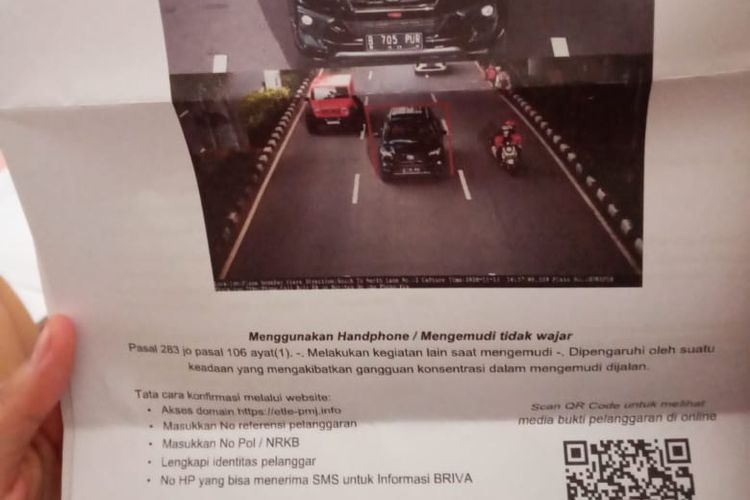 Ilustrasi surat tilang elektronik.