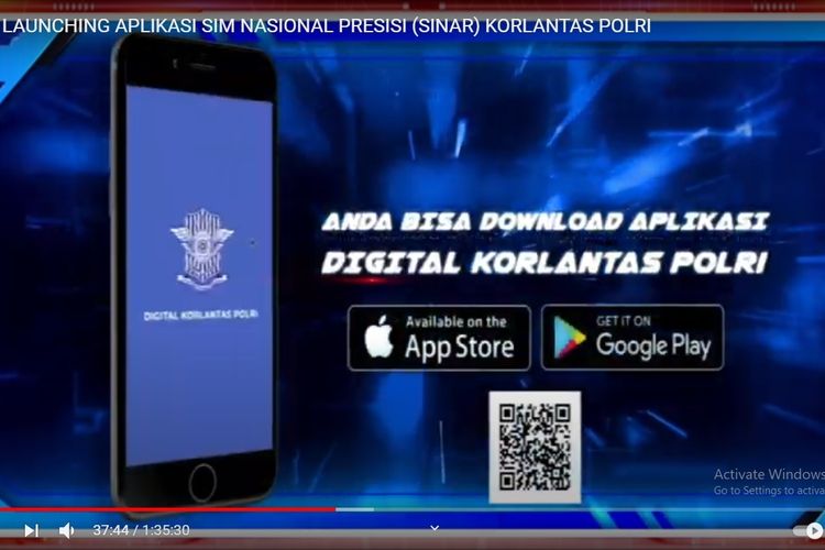 Ilustrasi tampilan Aplikasi Digital Korlantas Polri yang mencakup layanan Sinar (SIM Nasional Presisi).