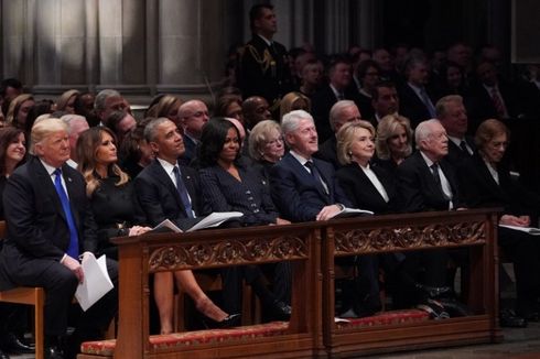 Saat Trump Bertemu 4 Mantan Presiden AS di Pemakaman George HW Bush...