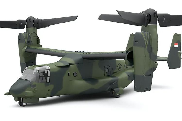 Model of an MV-22 Osprey in Indonesian military camouflage
