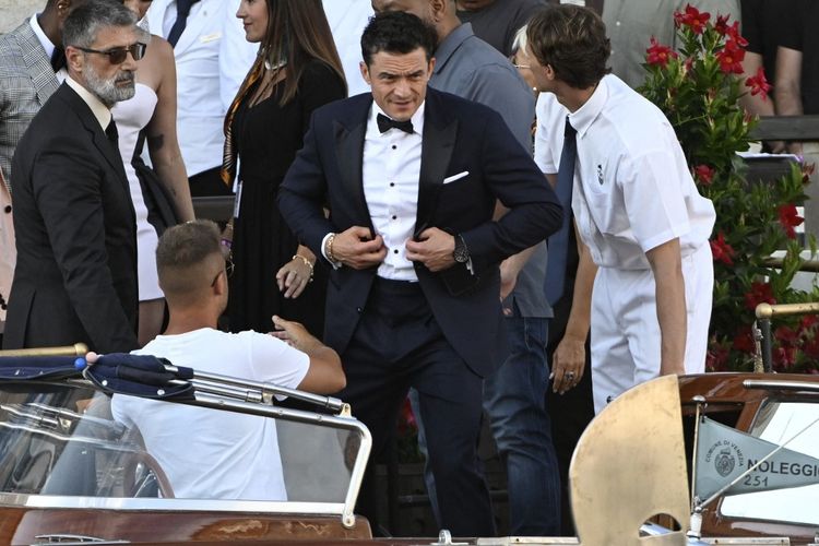Orlando Bloom saat menghadiri pernikahan Jeff Bezos dan Lauren Sanchez di Venesia, Italia, pada Jumat (27/6/2025).