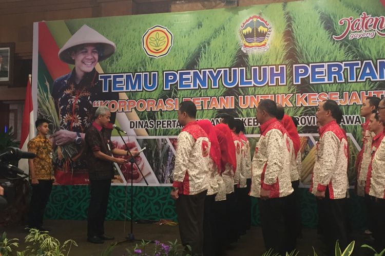 Gubernur Jawa Tengah Ganjar Pranowo menghadiri Temu Penyuluhan Pertanian di Semarang, Selasa (10/10/2017).