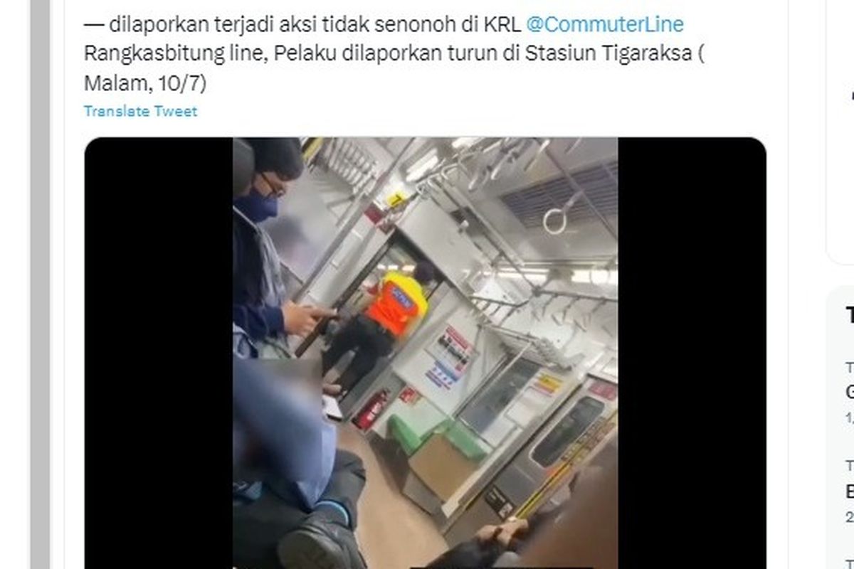 seorang pria diduga melakukan tindakan tak senonoh di KRL.