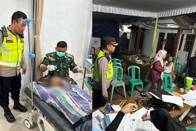 ketua KPPS TPS 27 Osa (30) saat menjalani perawatan di rumah sakit lantaran dibacok oleh petugas Linmas.