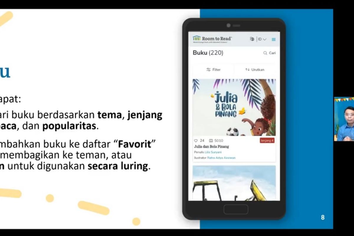 Room to Read dan ProVisi Education berkolaborasi dengan Putera Sampoerna Foundation - School Development Outreach (PSF-SDO) menggelar pelatihan bagi guru bertema ?Menumbuhkan Kebiasaan Membaca melalui Kegiatan Membaca Daring? pada 3-5 Mei 2021.

Pelatihan dalam bentuk webinar ini mengangkat 