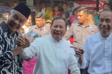 Ketika Prabowo dan Ganjar Kompak Beri Salam Komando Saat Temani Jokowi Blusukan di Pasar Grogolan