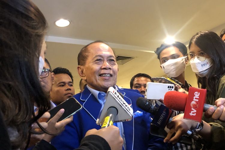 Anggota Majelis Tinggi Partai (MTP) Demokrat Syarief Hasan ditemui di Jakarta Convention Center (JCC), Senayan, Jakarta, Jumat (16/9/2022). 