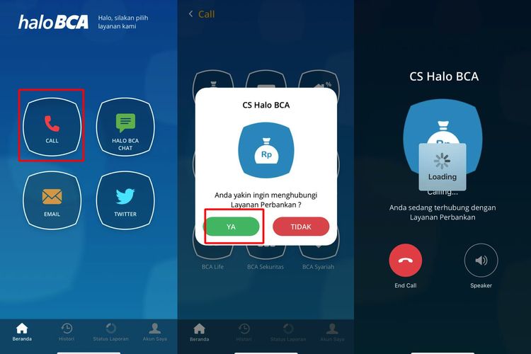Ilustrasi cara telepon CS BCA bebas pulsa lewat aplikasi Halo BCA