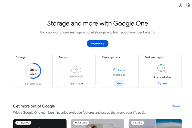 Ilustrasi cara mengatasi Google Drive penuh padahal kosong dengan menghapus data lain seperti e-mail Gmail dan foto Google Photos di Google One.