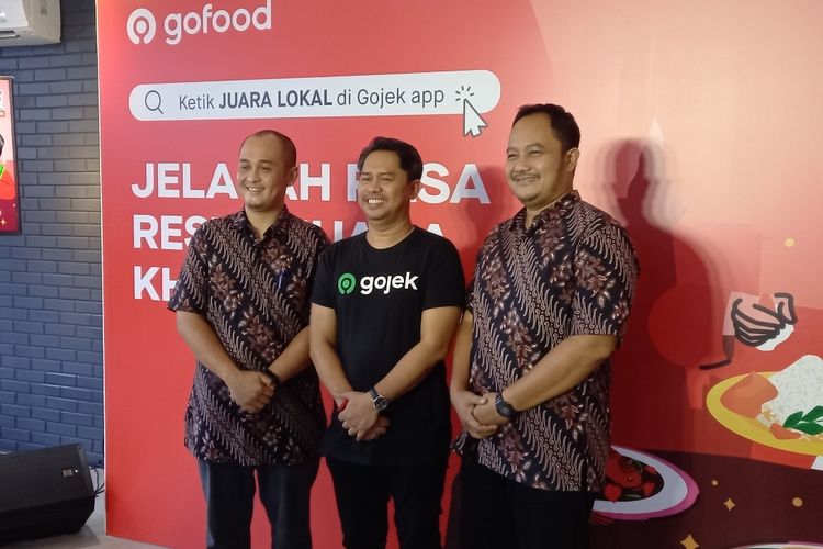 Head of Regions & External Affairs Gojek Gede Manggala dalam konferensi pers Koleksi Juara Lokal di Jalan Panglima Polim, Melawai, Kabayoran Baru, Jakarta Selatan, Kamis (25/5/2023).