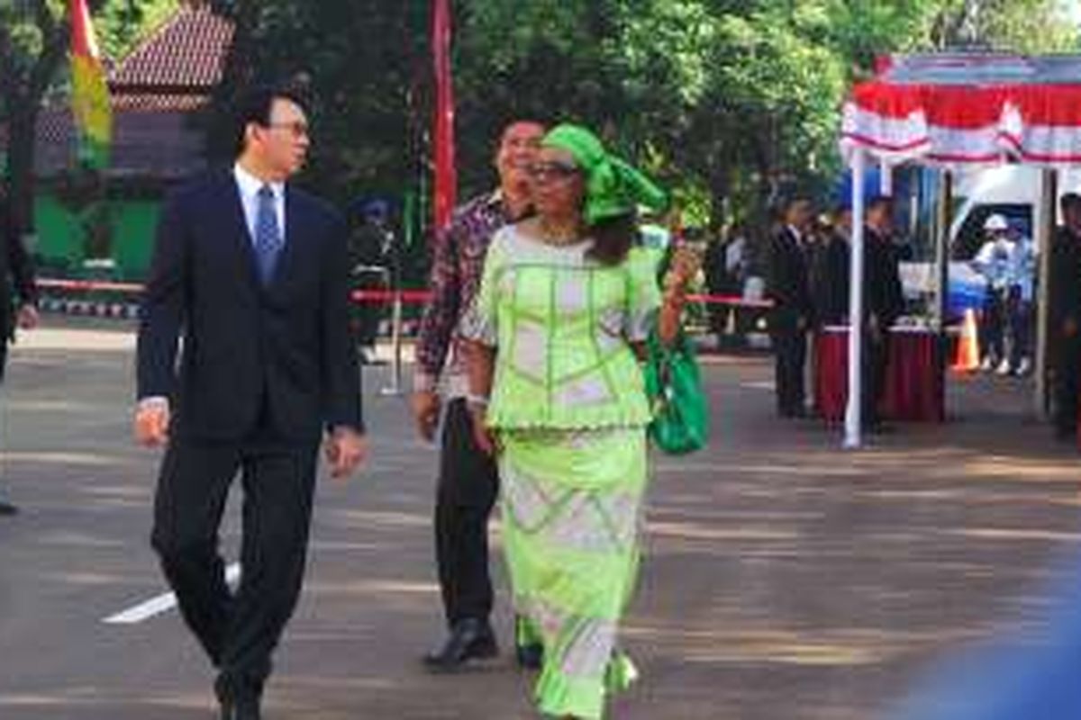 Gubernur DKI Jakarta Basuki Tjahaja Purnama atau Ahok menghadiri Upacara Kesaktian Pancasila, di Monumen Pancasila Sakti, Pondok Gede, Jakarta Timur, Sabtu (1/10/2016).