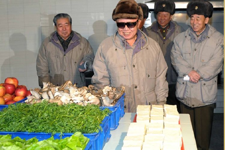 Dalam foto yang dirilis Kantor Berita Korea Utara (KCNA), terlihat Ju Kyu Chang, ilmuwan yang terlibat dalam pengembangan senjata nuklir Korut (kiri) bersama Pemimpin Korut Kim Jong Il di 2010. Ju meninggal dunia pada usia 89 tahun.