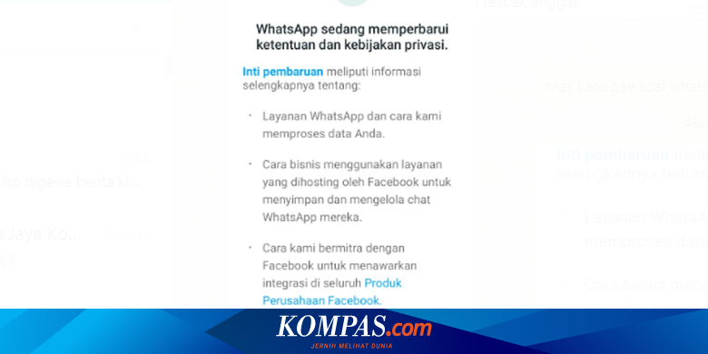 Kebijakan Privasi Baru Whatsapp Berlaku Mulai 8 Februari 2021 Haruskah Pengguna Setuju Halaman All Kompas Com