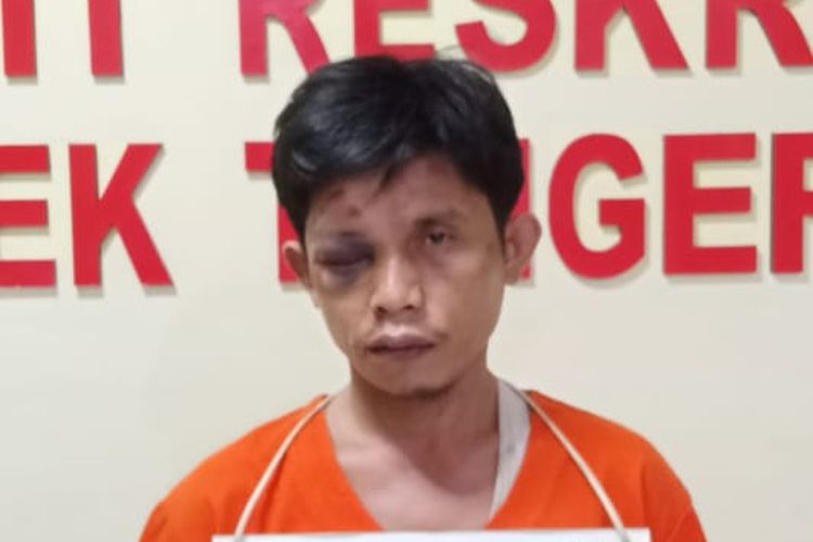Pelaku BDH (34) saat diamankan kepolisian Resor Metro Tangerang Kota, Senin (6/1/2020)