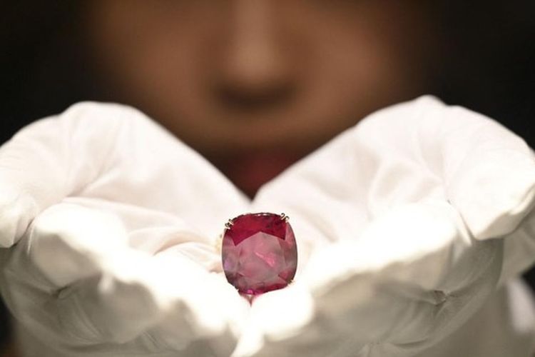 Batu rubi atau mirah delima bernama Estrela de Fura terjual seharga 34,8 juta dollar atau sekitar Rp 518 milyar di Sotheby's Magnificent Jewels Auction. 