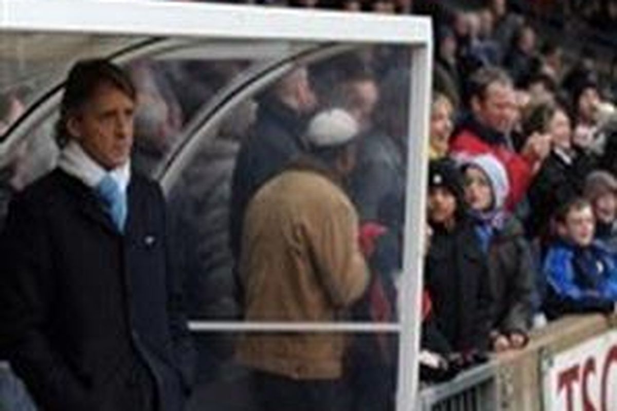 Pelatih Manchester City, Roberto Mancini.