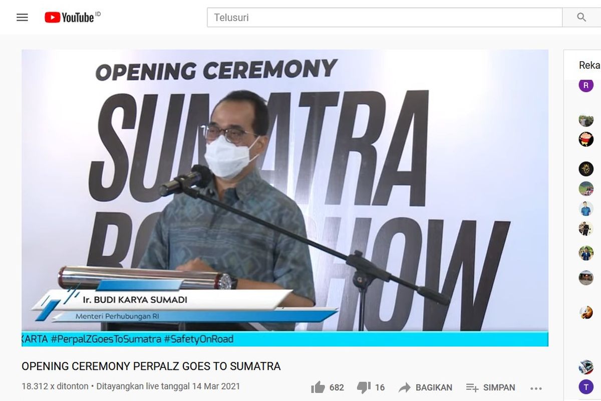 Menhub Budi Karya Sumadi di acara opening ceremony perpalz goes to sumatera