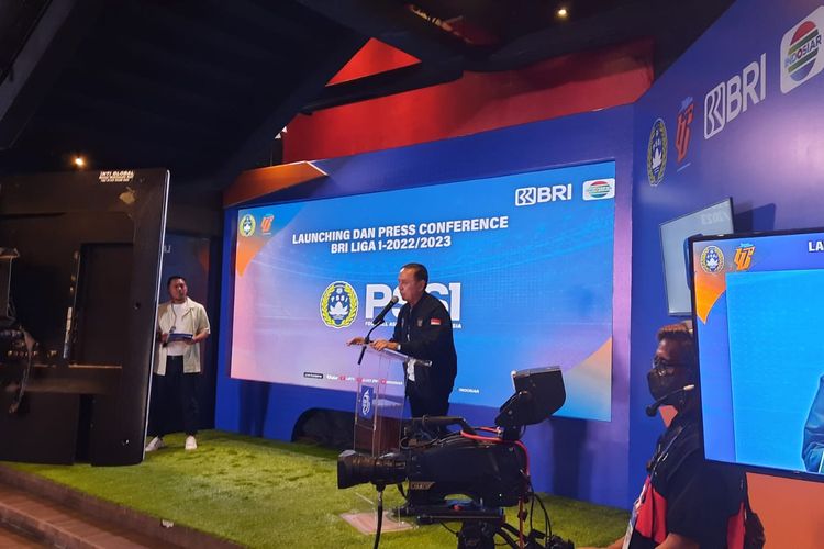 Ketua Umum PSSI Mochamad Iriawan berbicara dalam jumpa pers Launching Liga 1 2022-2023 pada Sabtu (23/7/2022) siang WIB.