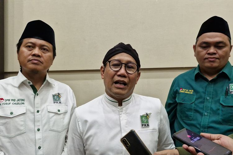 Ketua DPW PKB Jateng Muhammad Yusuf Chudlori dan Ketua DPP PKB, Abdul Halim Iskandar menghadiri kosolidasi Pemenangan Pilkada 2024 di Semarang, Jumat (17/5/2024).