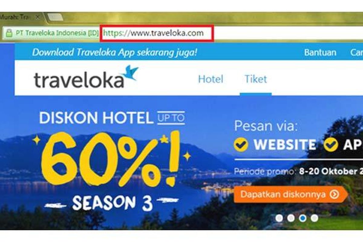 Traveloka menggunakan protokol jaringan privat terenkripsi.