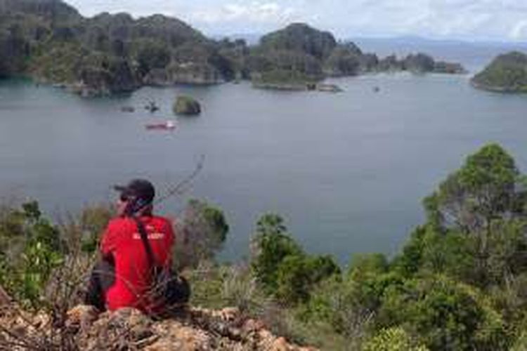 Gunung Botak yang membentang di gugusan pulau karst Pianemo, Kabupaten Raja Ampat, Papua Barat, Senin (31/10/2016).