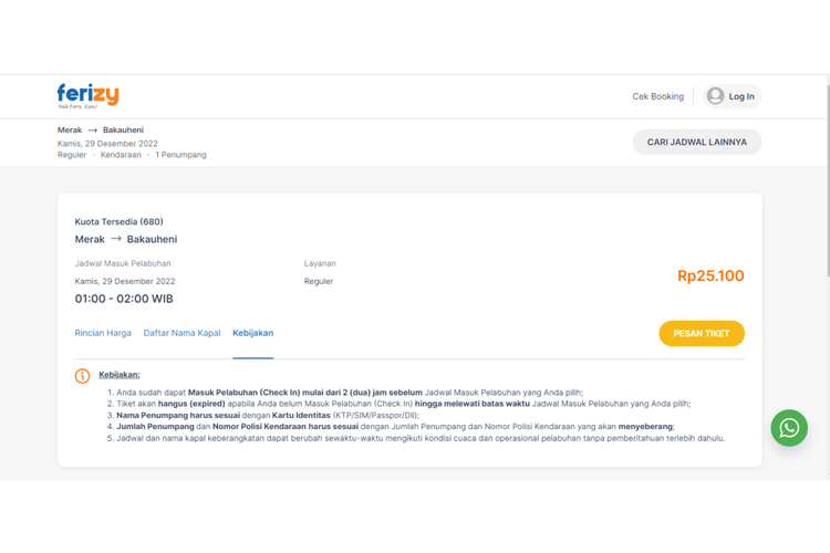 cara beli tiket kapal online di ferizy.com