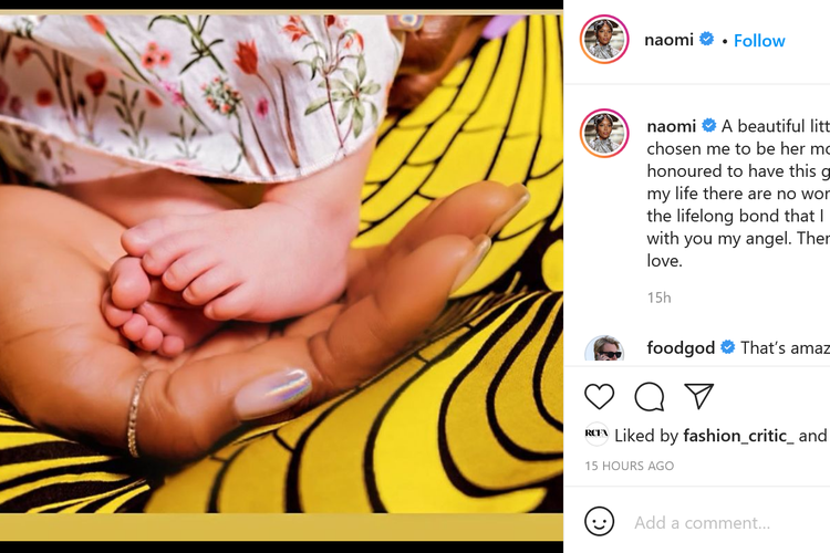 Supermodel Naomi Campbell menyambut kelahiran anak pertamanya