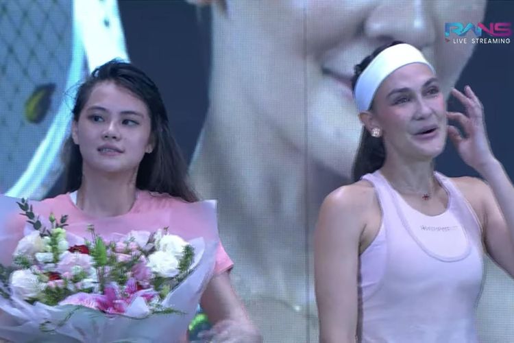 Luna Maya dan Gege menang atas Nagita dan Yura dalam acara Sporty Party yang digelar di Istora Senayan, Jakarta Pusat, Sabtu (23/12/2023). 