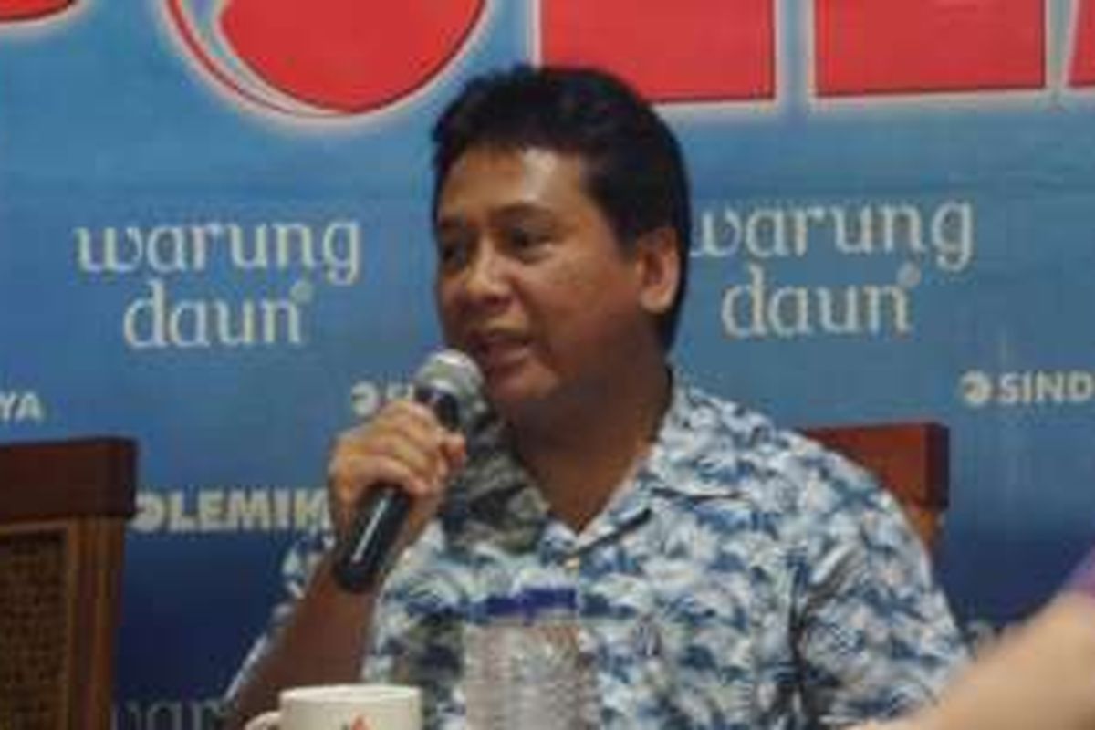 Ketua Umum Asosisasi Pengusaha Indonesia (Apindo), Hariyadi B Sukamdani dalam acara diskusi di Jakarta, 