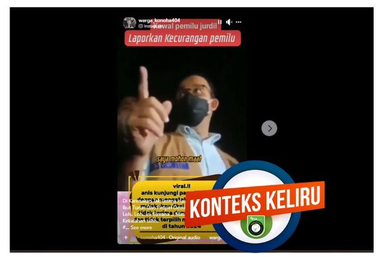 Tangkapan layar Facebook narasi yang menyebut Anies memimpin aksi demonstrasi karena tidak terima kalah dI Pemilu 2024