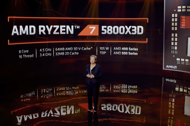 CEO AMD, Lisa Su mengumumkan CPU desktop AMD Ryzen 7 5800X3D.