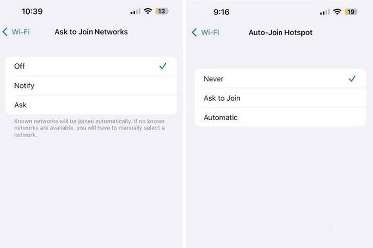 Ilustrasi cara mematikan default setting Wi-Fi dan Hotspot di iPhone