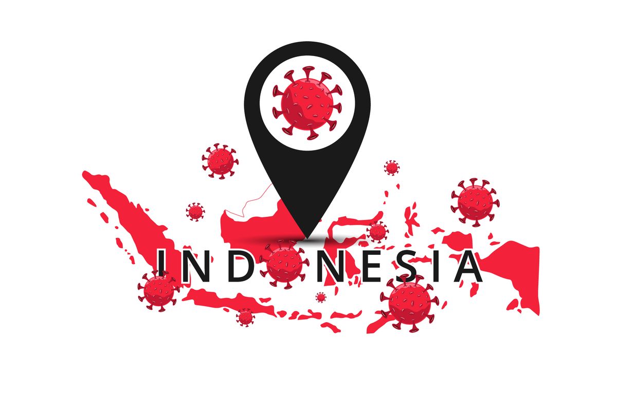 Ilustrasi virus corona yang merebak di Indonesia.