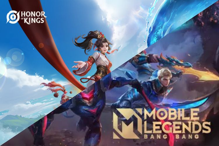 Ilustrasi game Honor of Kings dan Mobile Legends.
