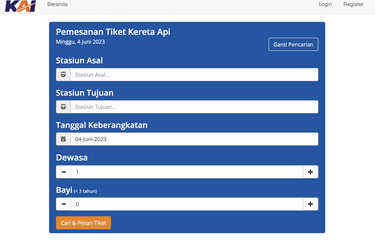 ilustrasi cara pesan tiket kereta api online via website.