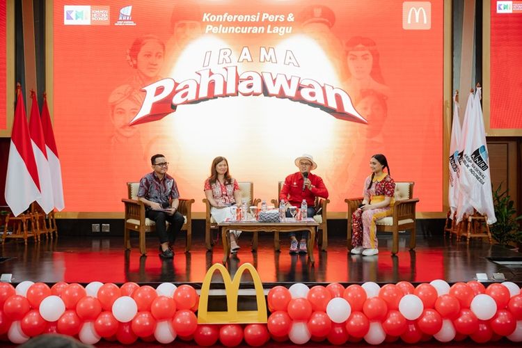 Suasana konferensi pers terkait peluncuran lagu ?Irama Pahlawan? di Gedung Arsip Nasional Republik Indonesia (ANRI). 